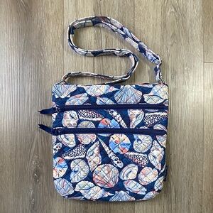 Vera Bradley morning shells triple zip Blue Crossbody Bag